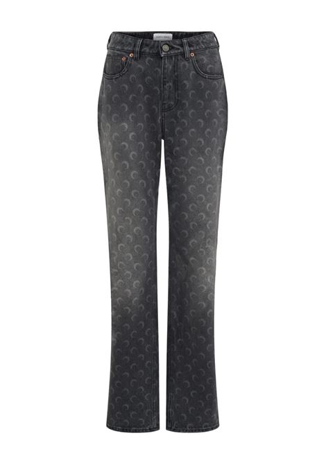 moon laser grey wash denim straight jeans MARINE SERRE | WPA128BCDEN0006DK90